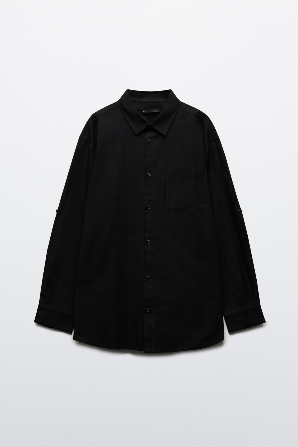Рубашка льняная с длинным рукавом - цвет черный - 9