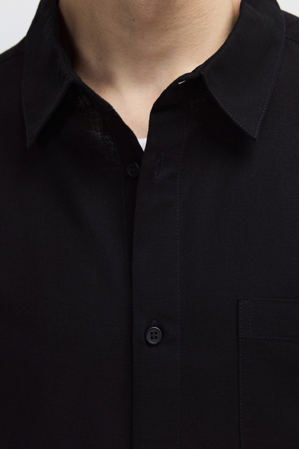 Рубашка льняная с длинным рукавом - цвет черный - 7