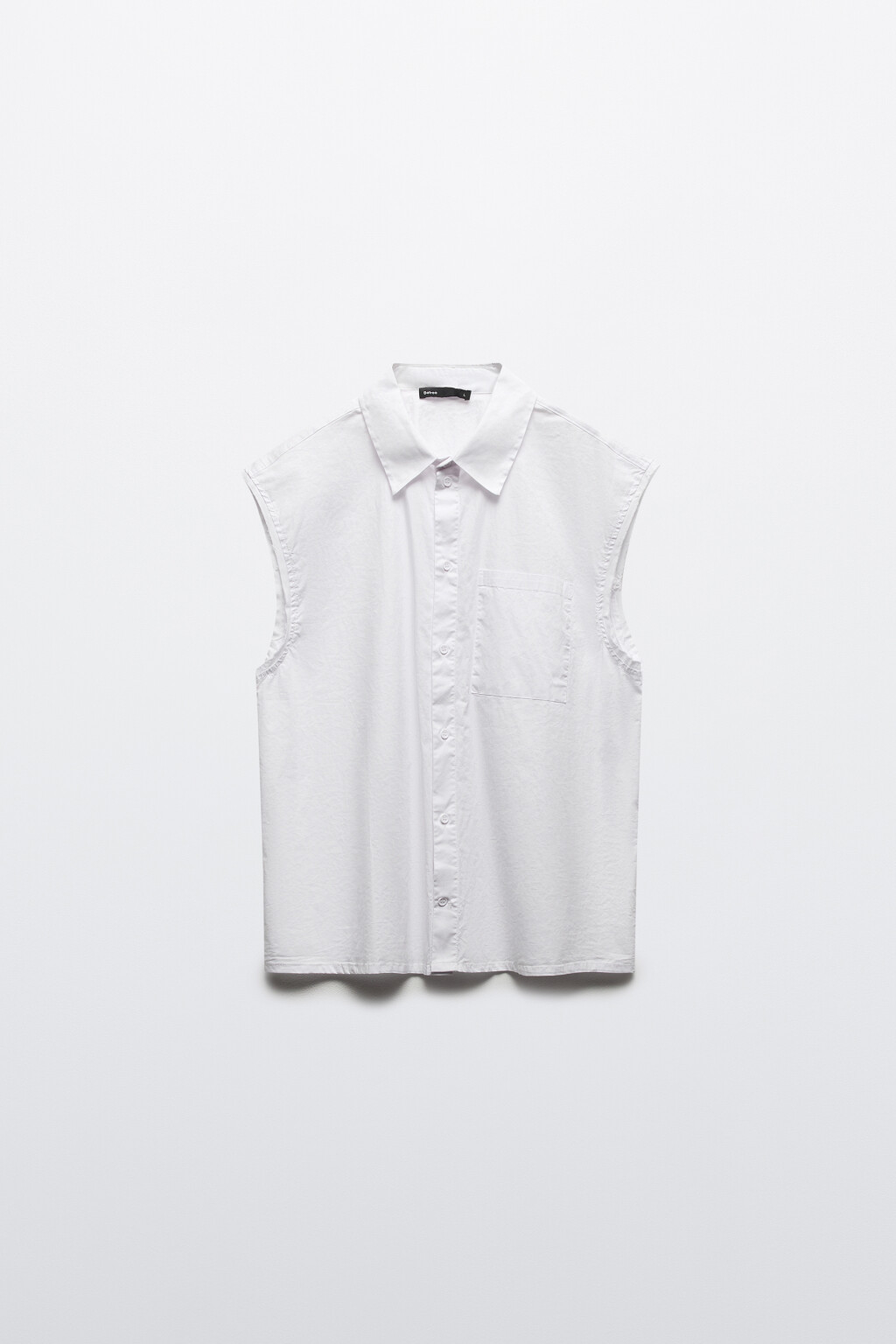 Рубашка хлопковая с обрезанными рукавами - цвет белый - 7