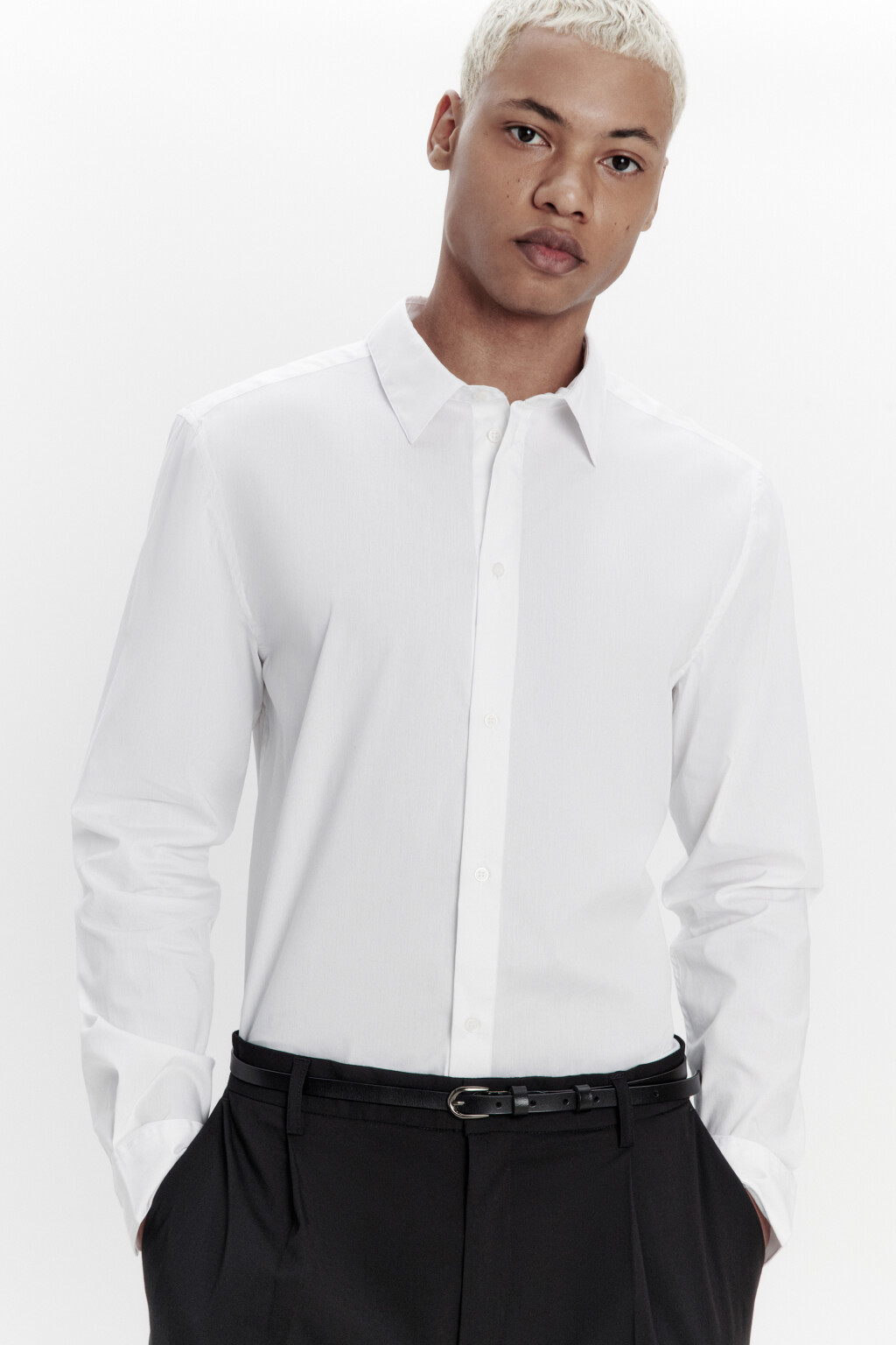 Рубашка классическая хлопковая - цвет белый - 1