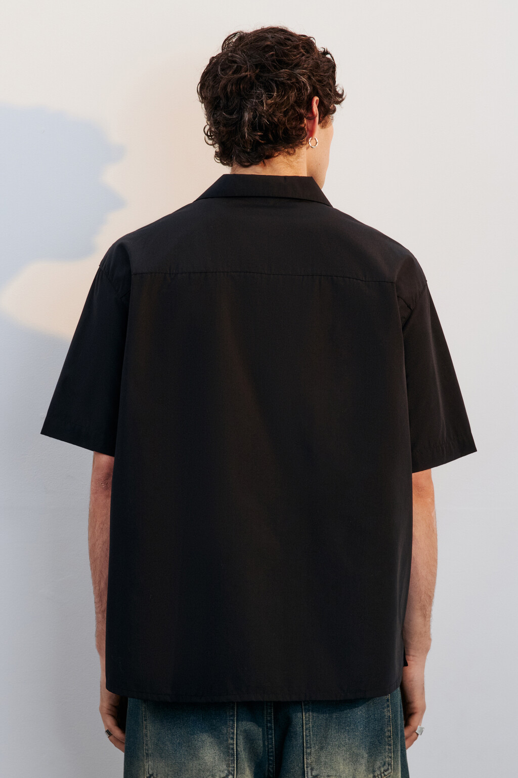 Рубашка прямая с коротким рукавом - цвет черный - 3