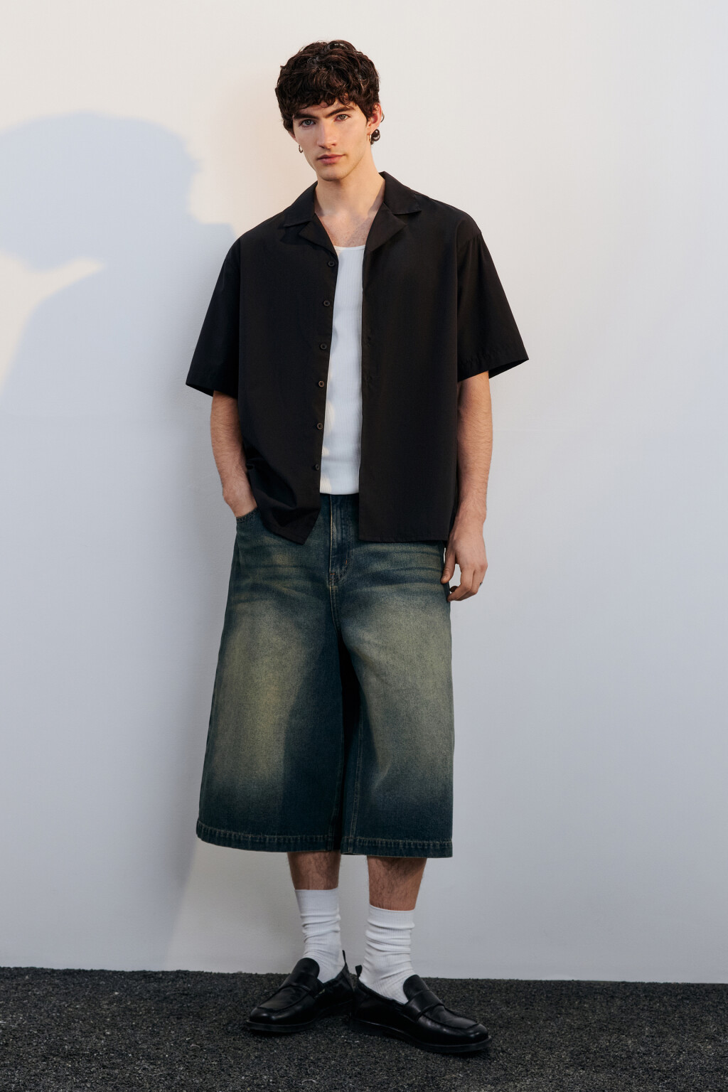 Рубашка прямая с коротким рукавом - цвет черный - 4