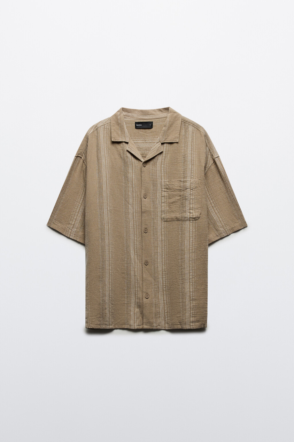 Рубашка льняная с коротким рукавом - цвет бежевый - 8