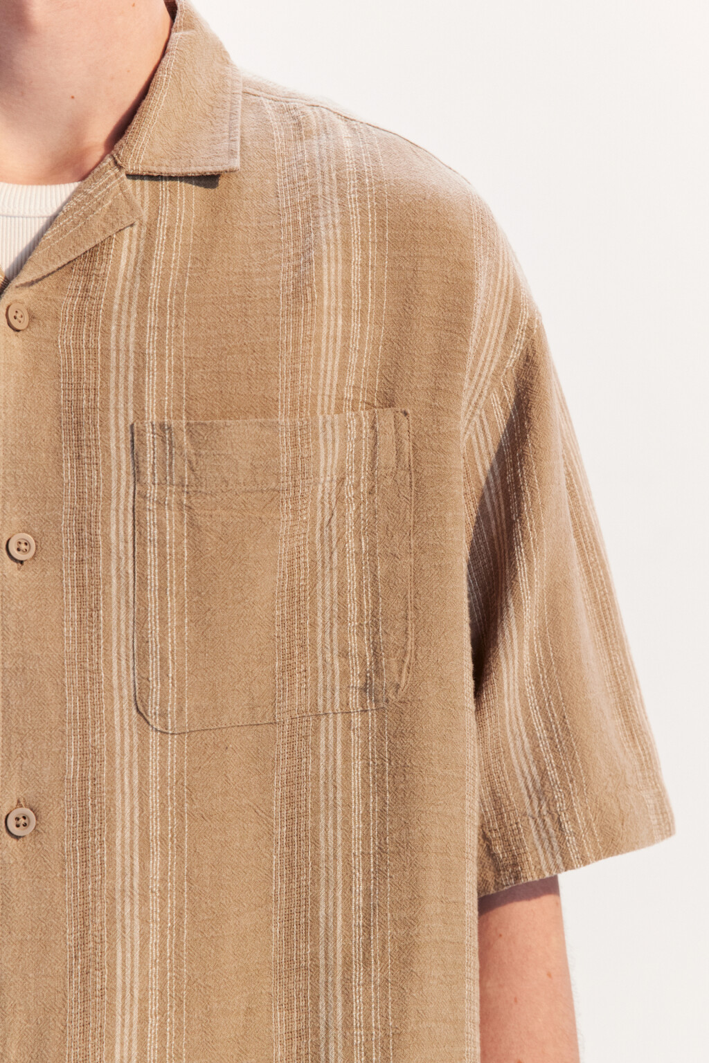 Рубашка льняная с коротким рукавом - цвет бежевый - 7