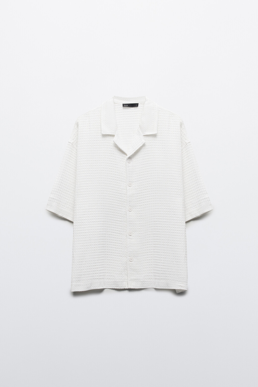 Рубашка хлопковая с вафельной фактурой - цвет белый - 9