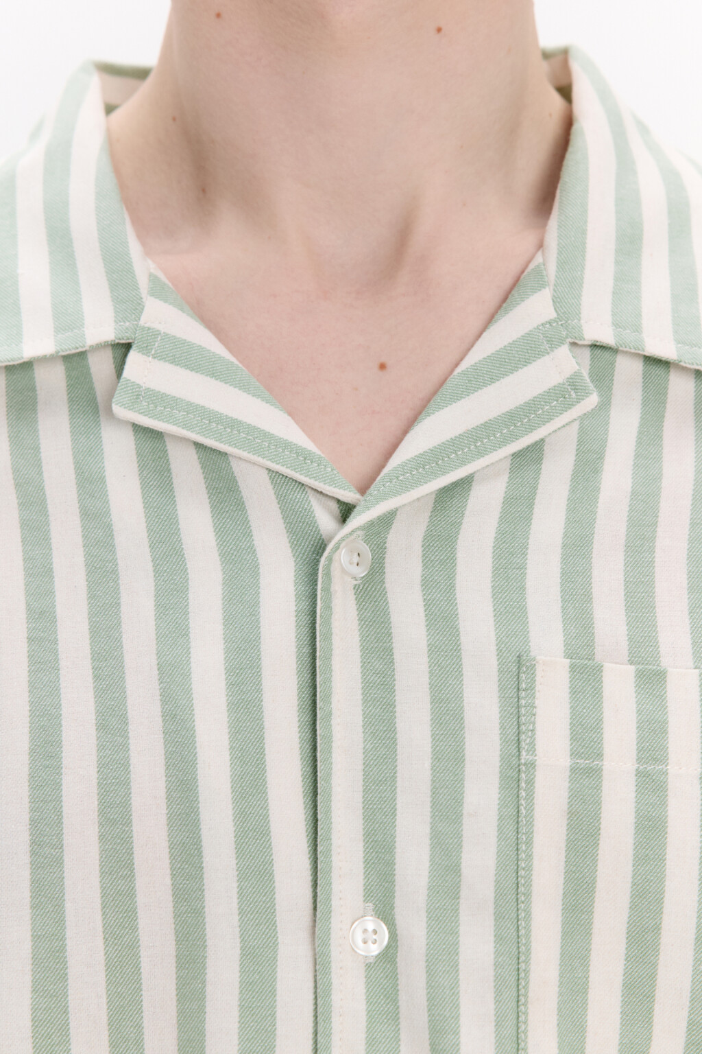 Рубашка хлопковая в полоску - цвет зеленый - 5