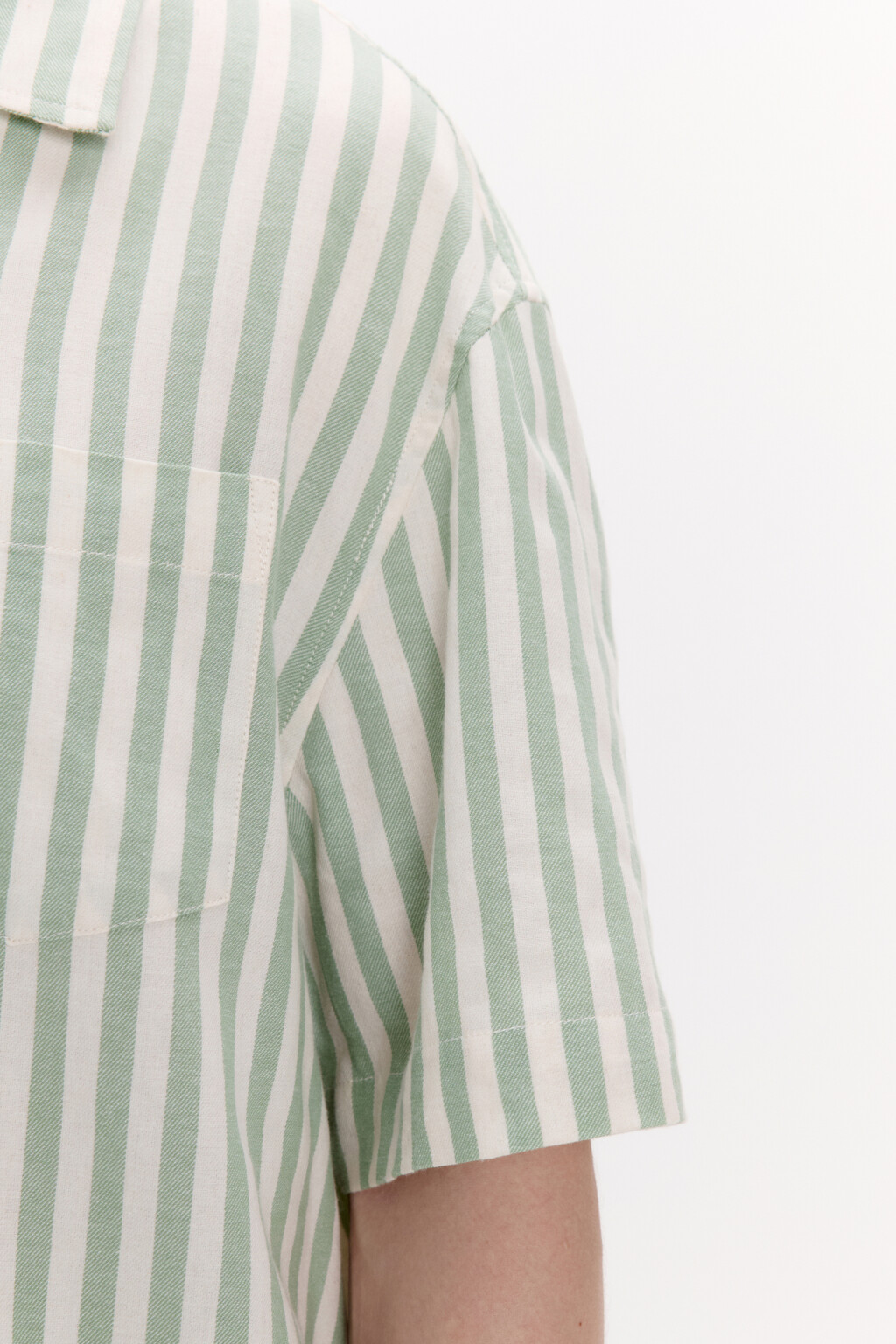 Рубашка хлопковая в полоску - цвет зеленый - 6