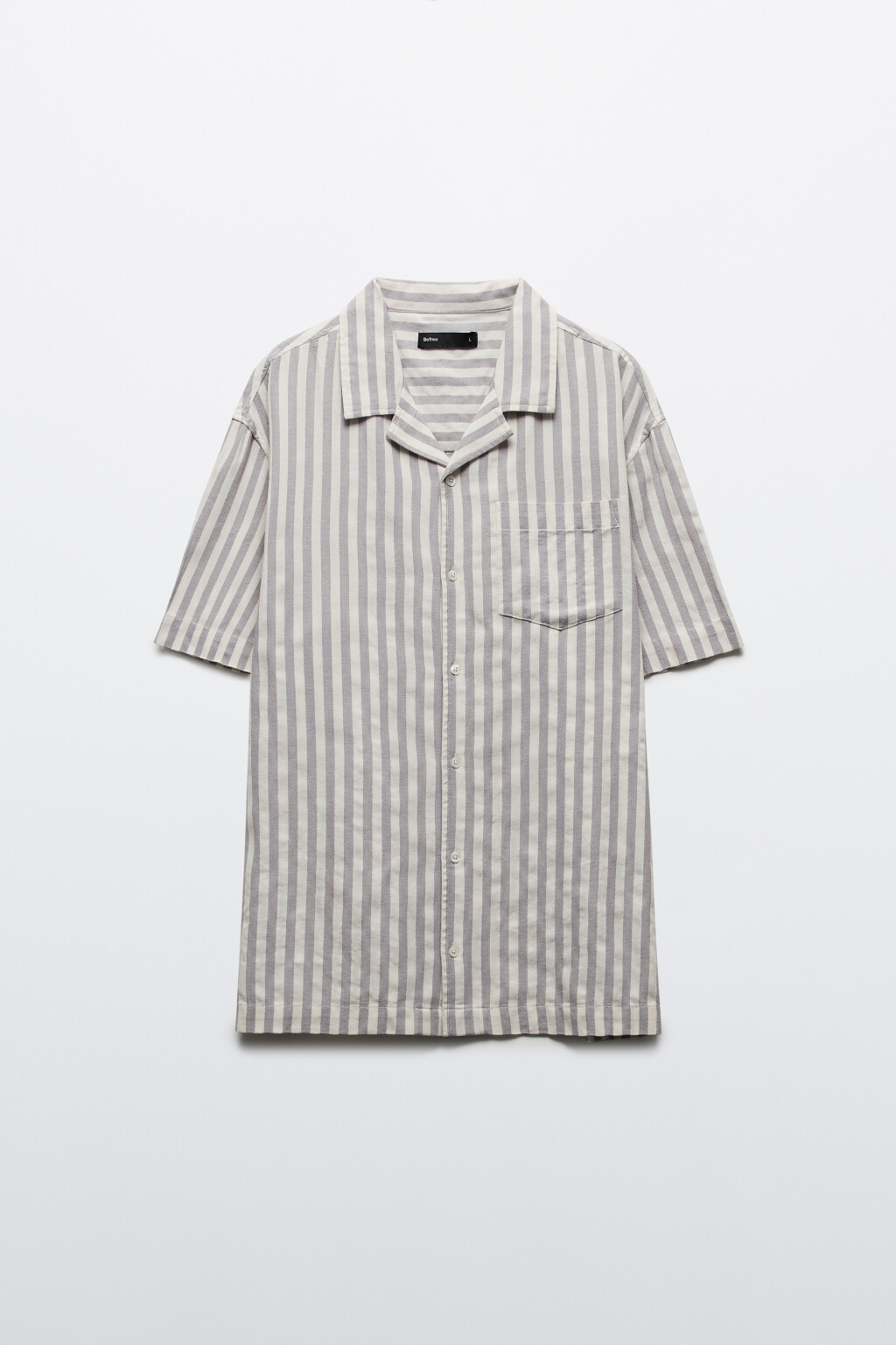 Рубашка хлопковая в полоску - цвет серый - 7