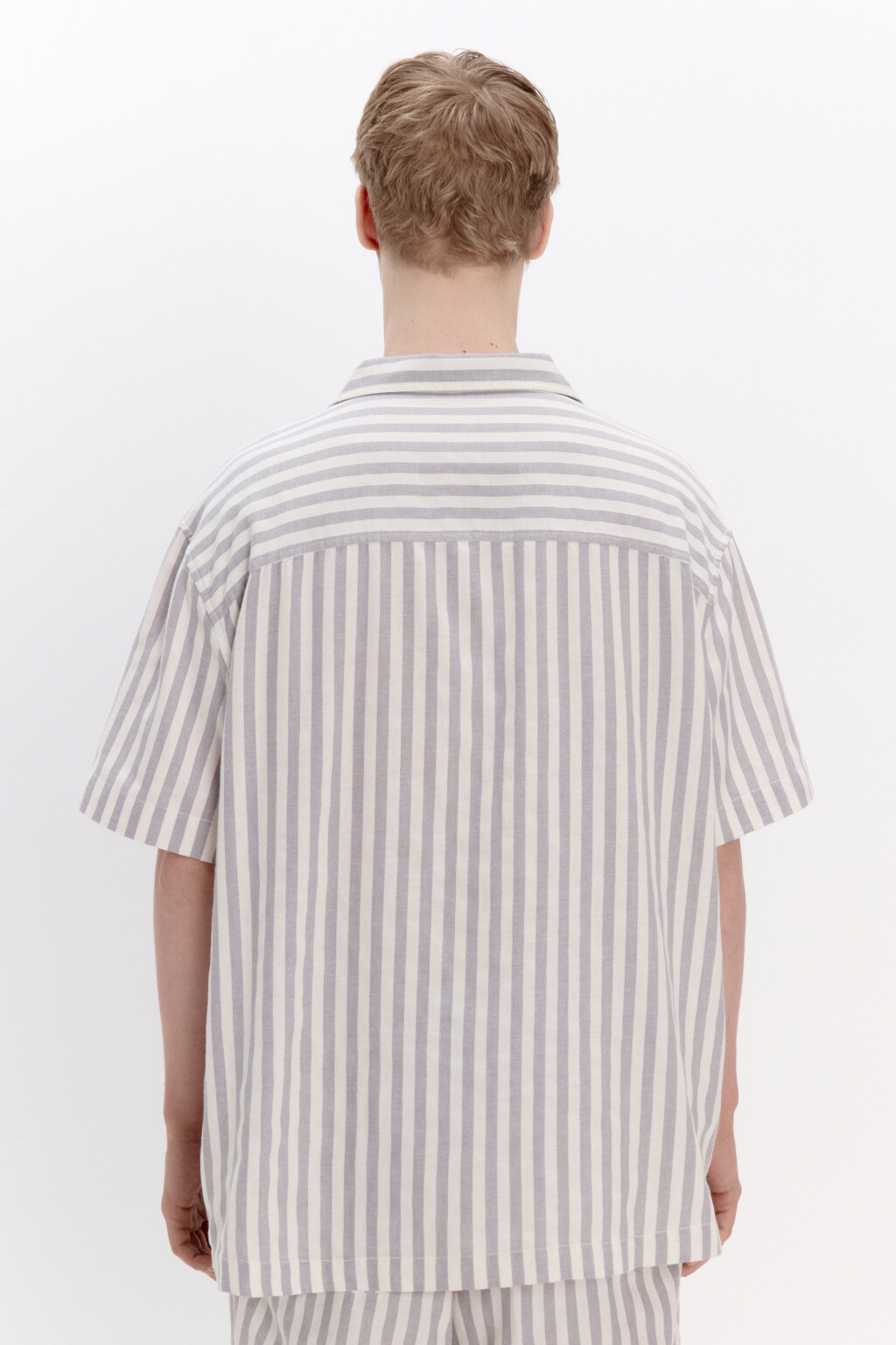Рубашка хлопковая в полоску - цвет серый - 3