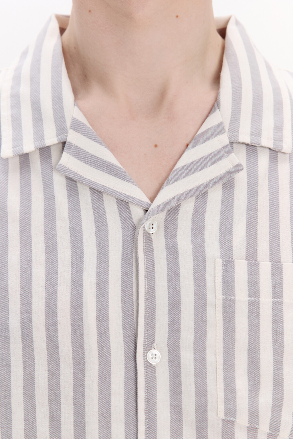 Рубашка хлопковая в полоску - цвет серый - 5