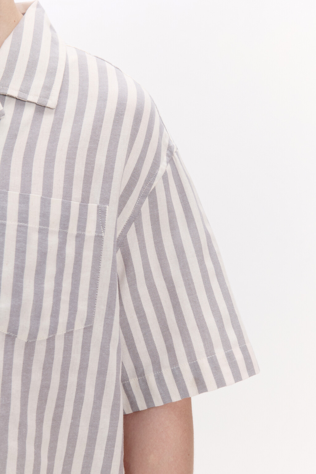 Рубашка хлопковая в полоску - цвет серый - 6