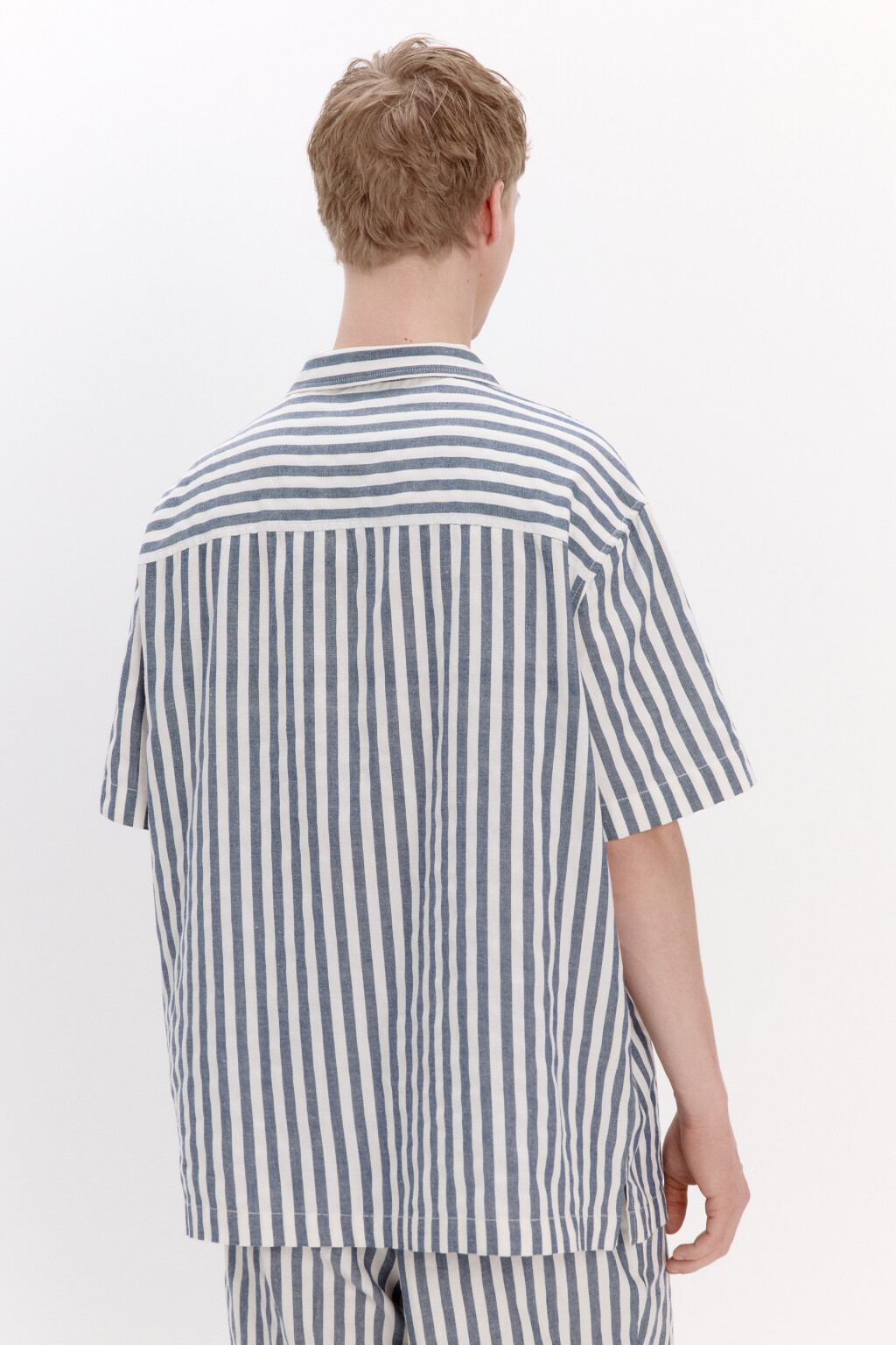 Рубашка хлопковая в полоску - цвет синий - 4