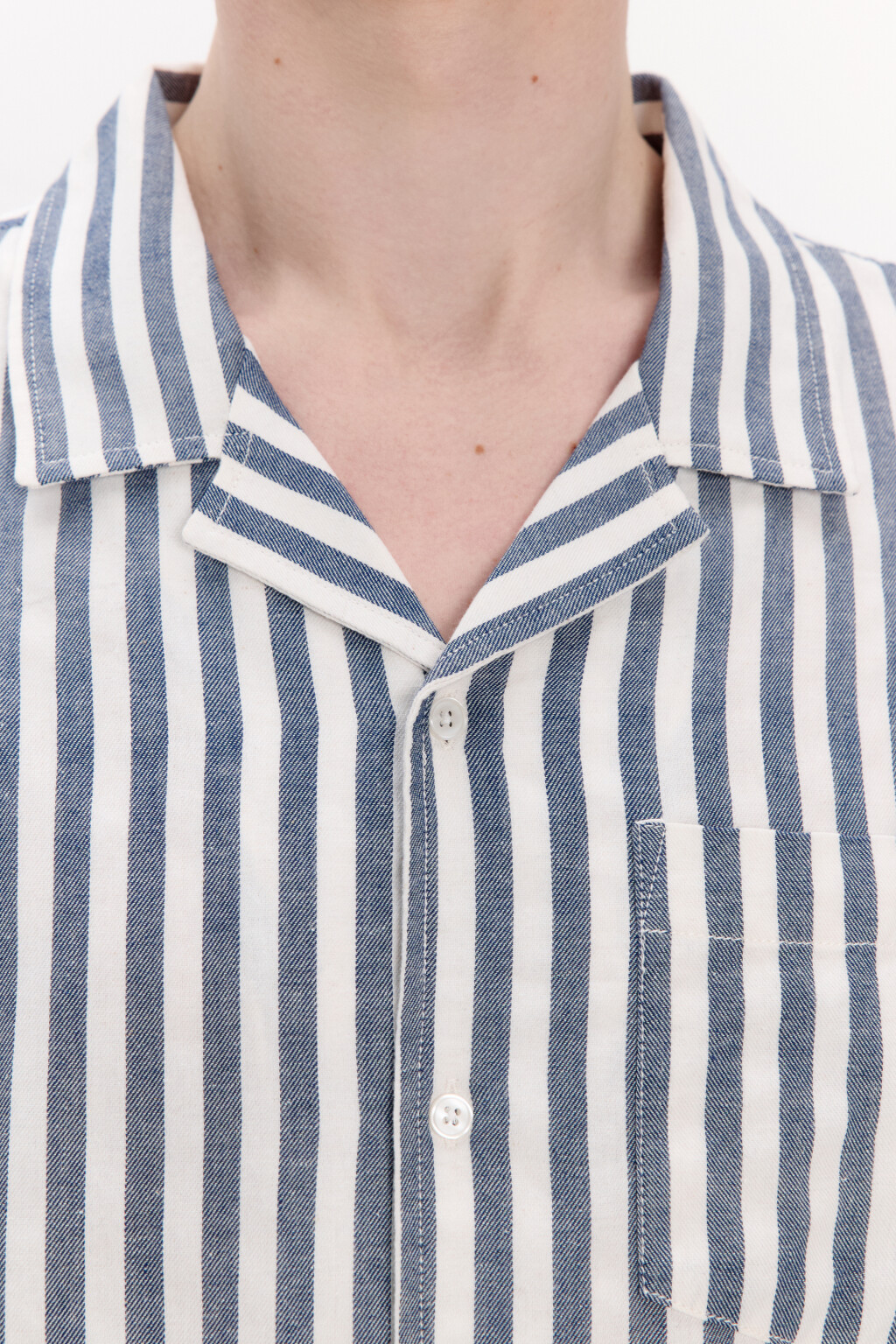 Рубашка хлопковая в полоску - цвет синий - 6