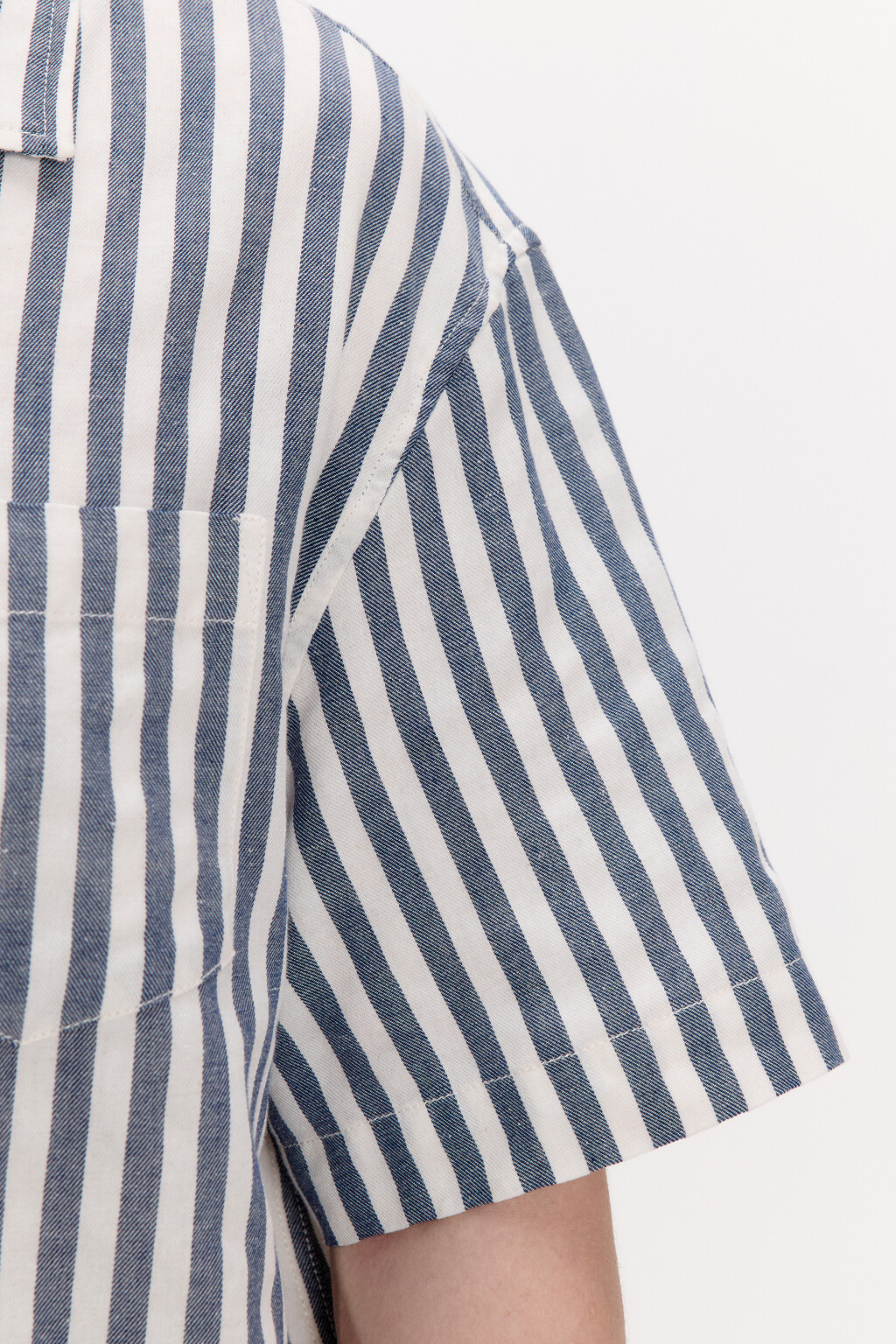 Рубашка хлопковая в полоску - цвет синий - 7