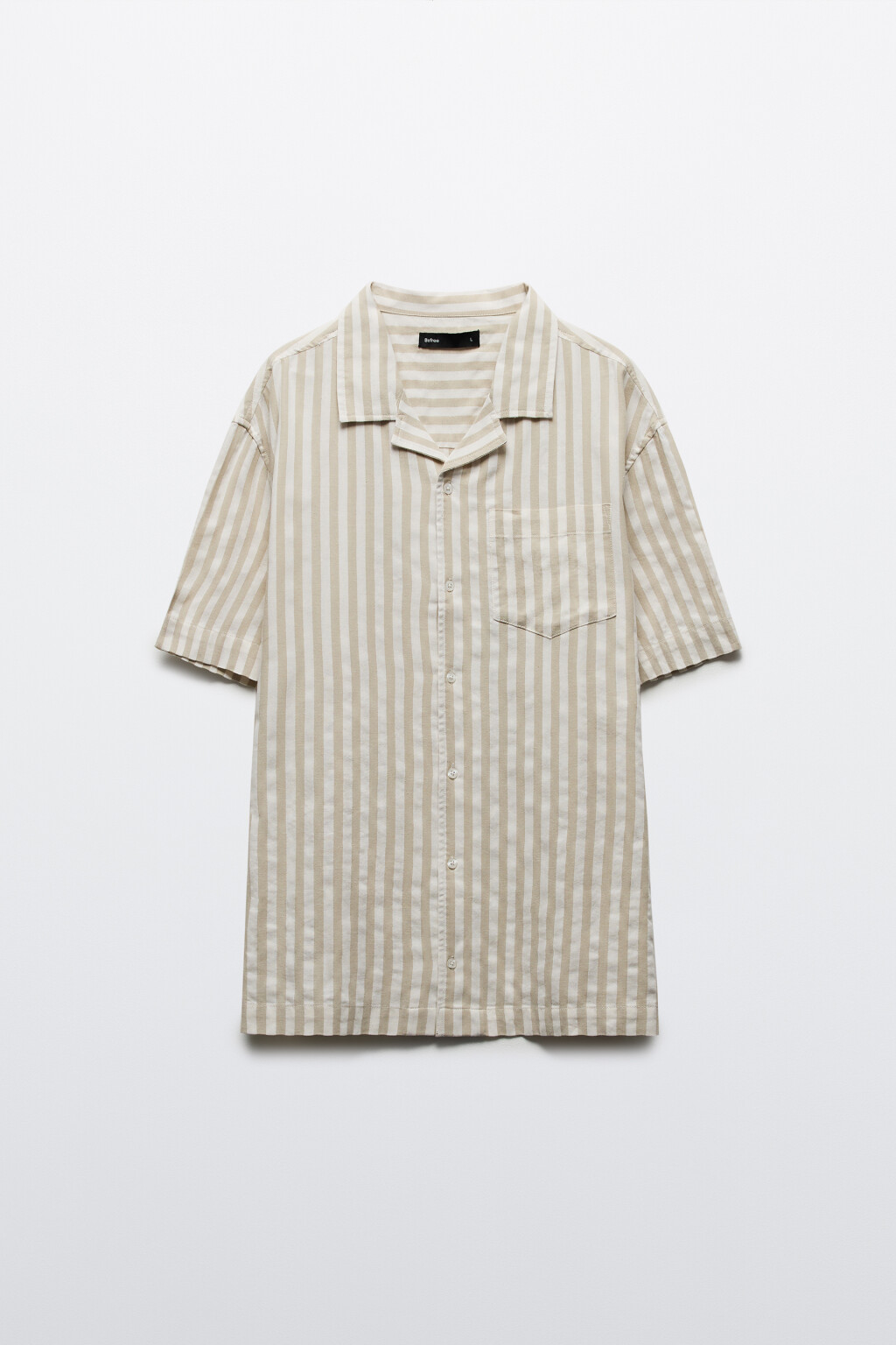 Рубашка хлопковая в полоску - цвет бежевый - 7