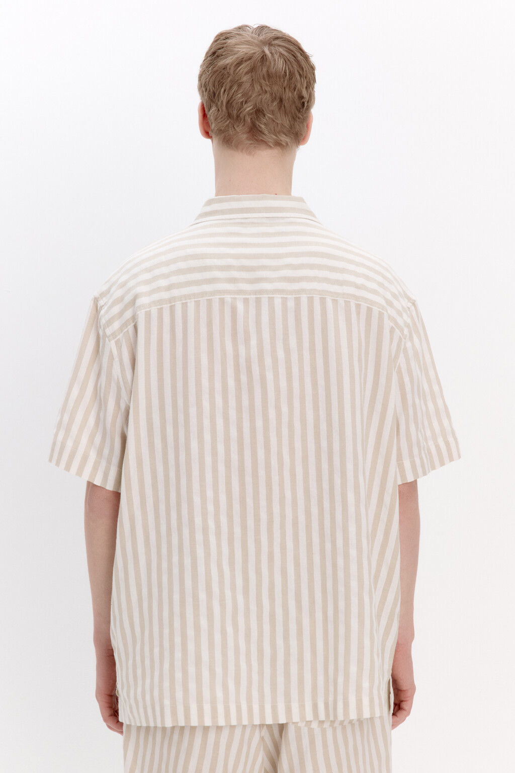 Рубашка хлопковая в полоску - цвет бежевый - 3