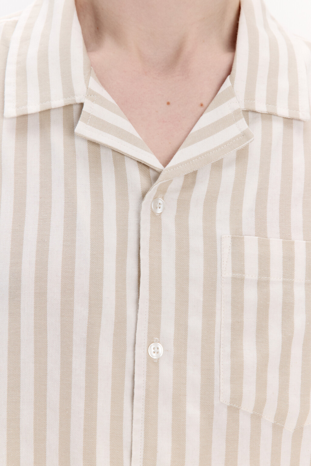 Рубашка хлопковая в полоску - цвет бежевый - 5