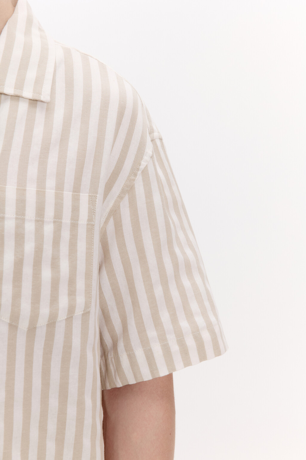 Рубашка хлопковая в полоску - цвет бежевый - 6
