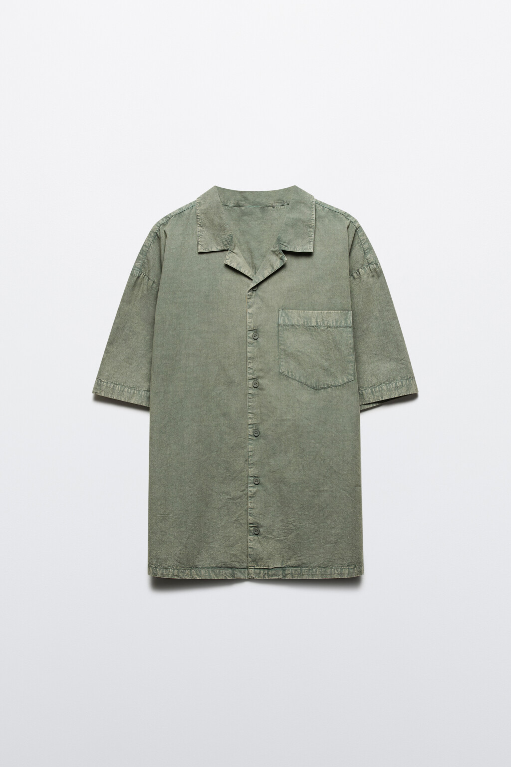 Рубашка хлопковая с вареным эффектом - цвет зеленый - 7