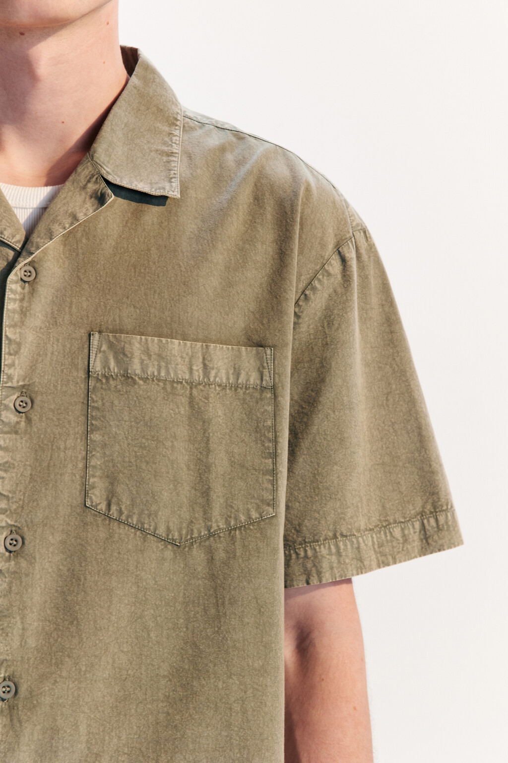 Рубашка хлопковая с вареным эффектом - цвет зеленый - 6