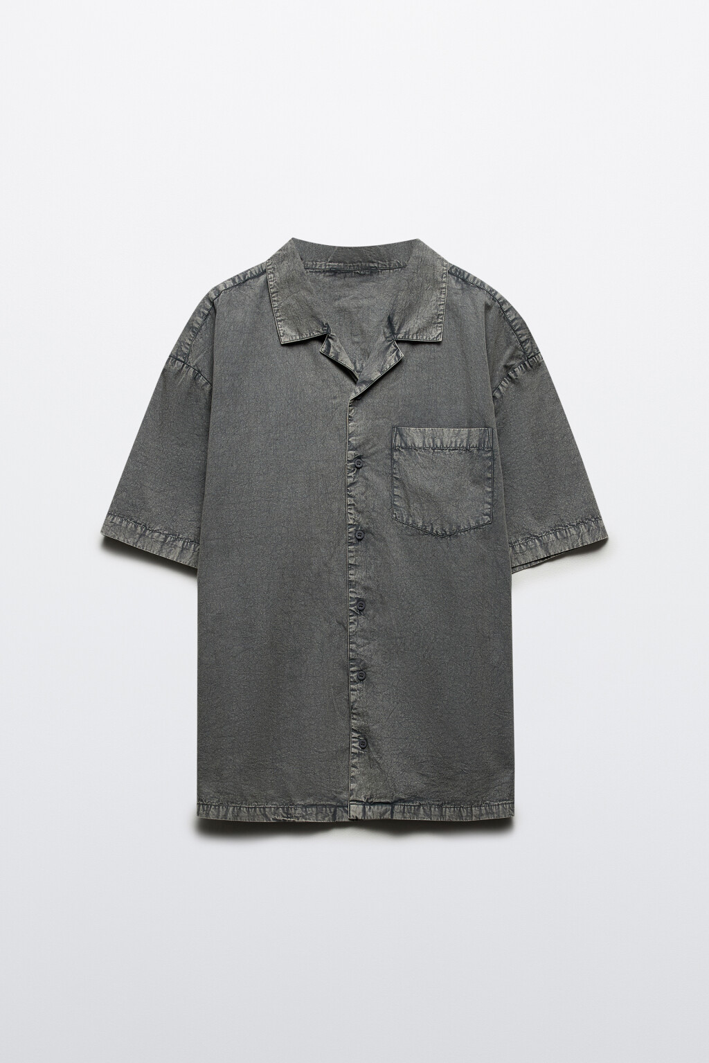 Рубашка хлопковая с вареным эффектом - цвет серый - 8