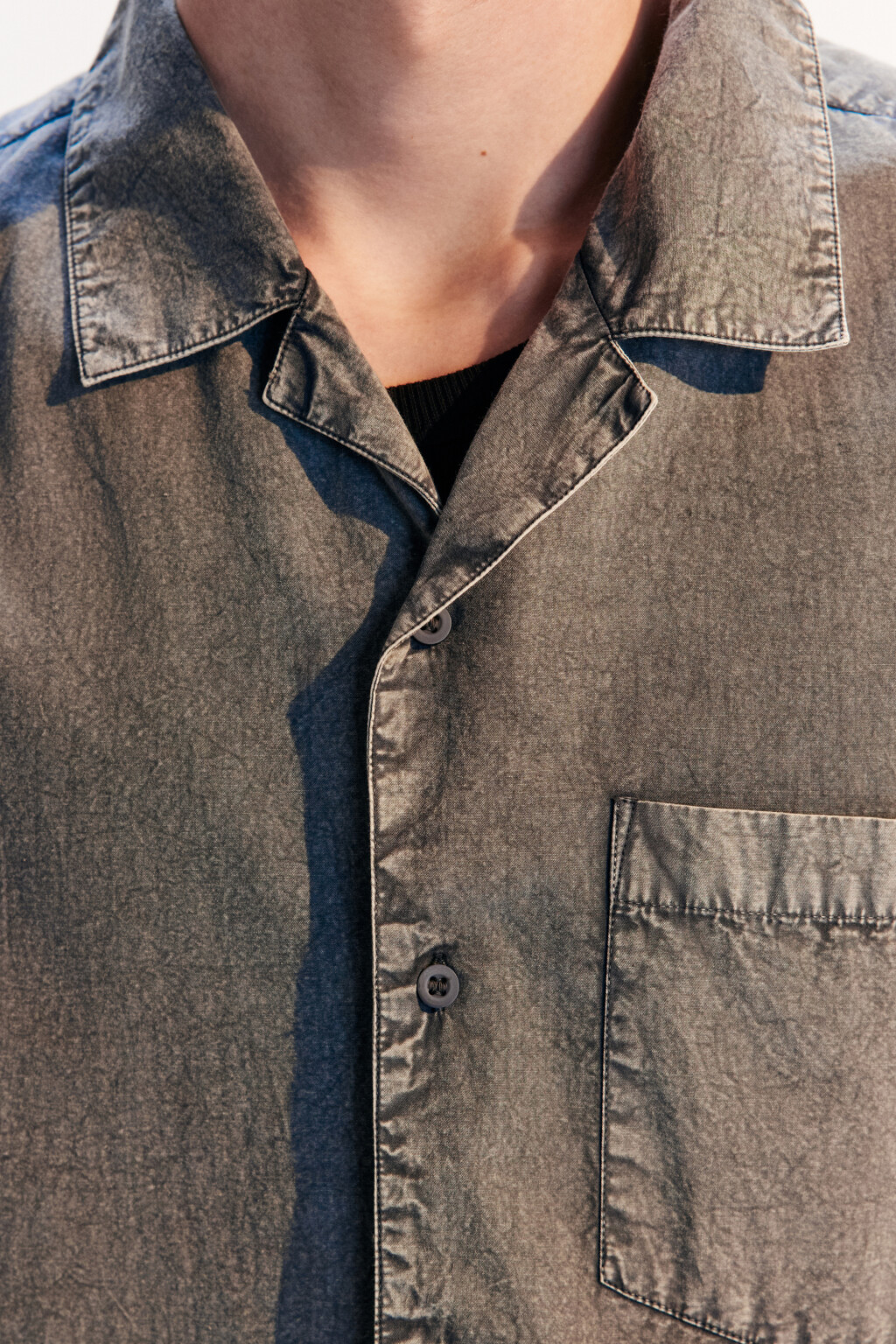 Рубашка хлопковая с вареным эффектом - цвет серый - 6