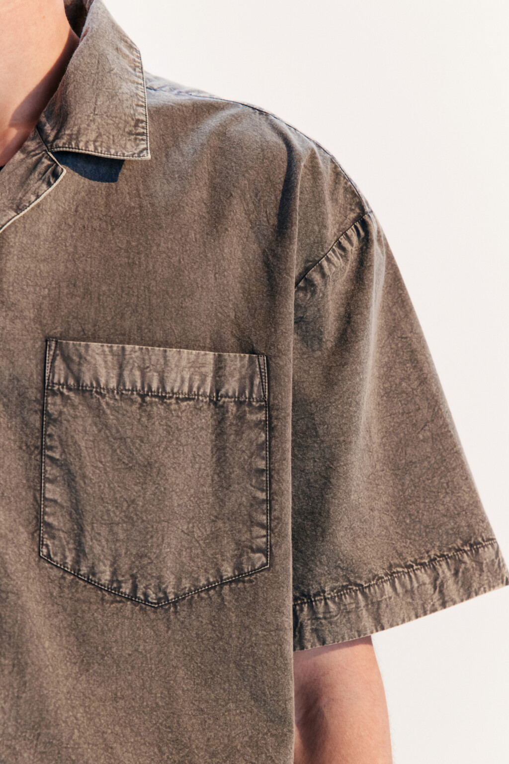 Рубашка хлопковая с вареным эффектом - цвет серый - 7