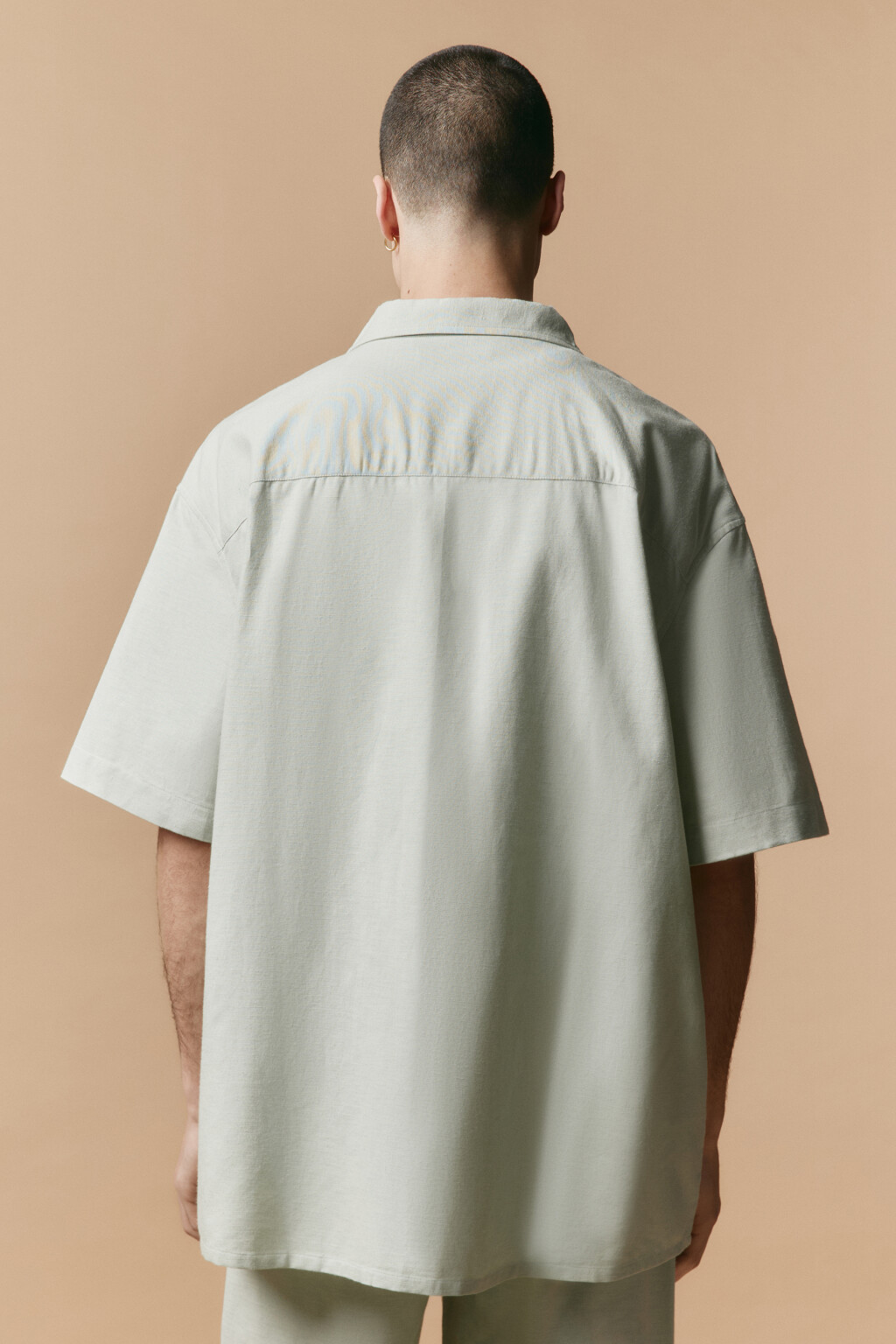 Рубашка льняная с коротким рукавом - цвет зеленый - 3