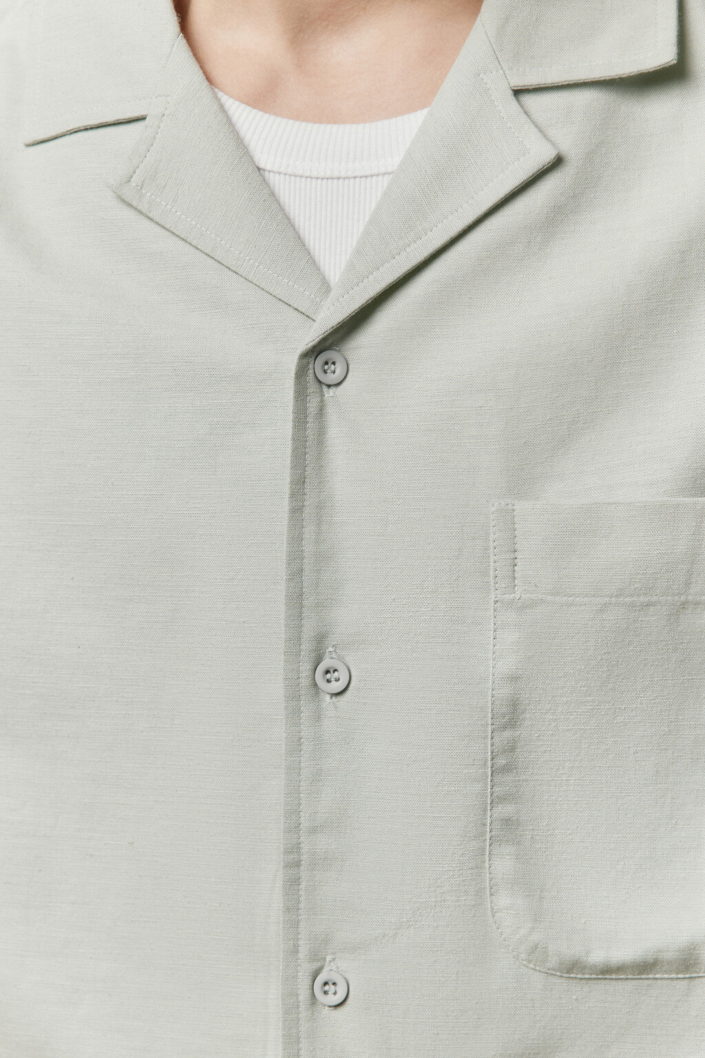 Рубашка льняная с коротким рукавом - цвет зеленый - 5