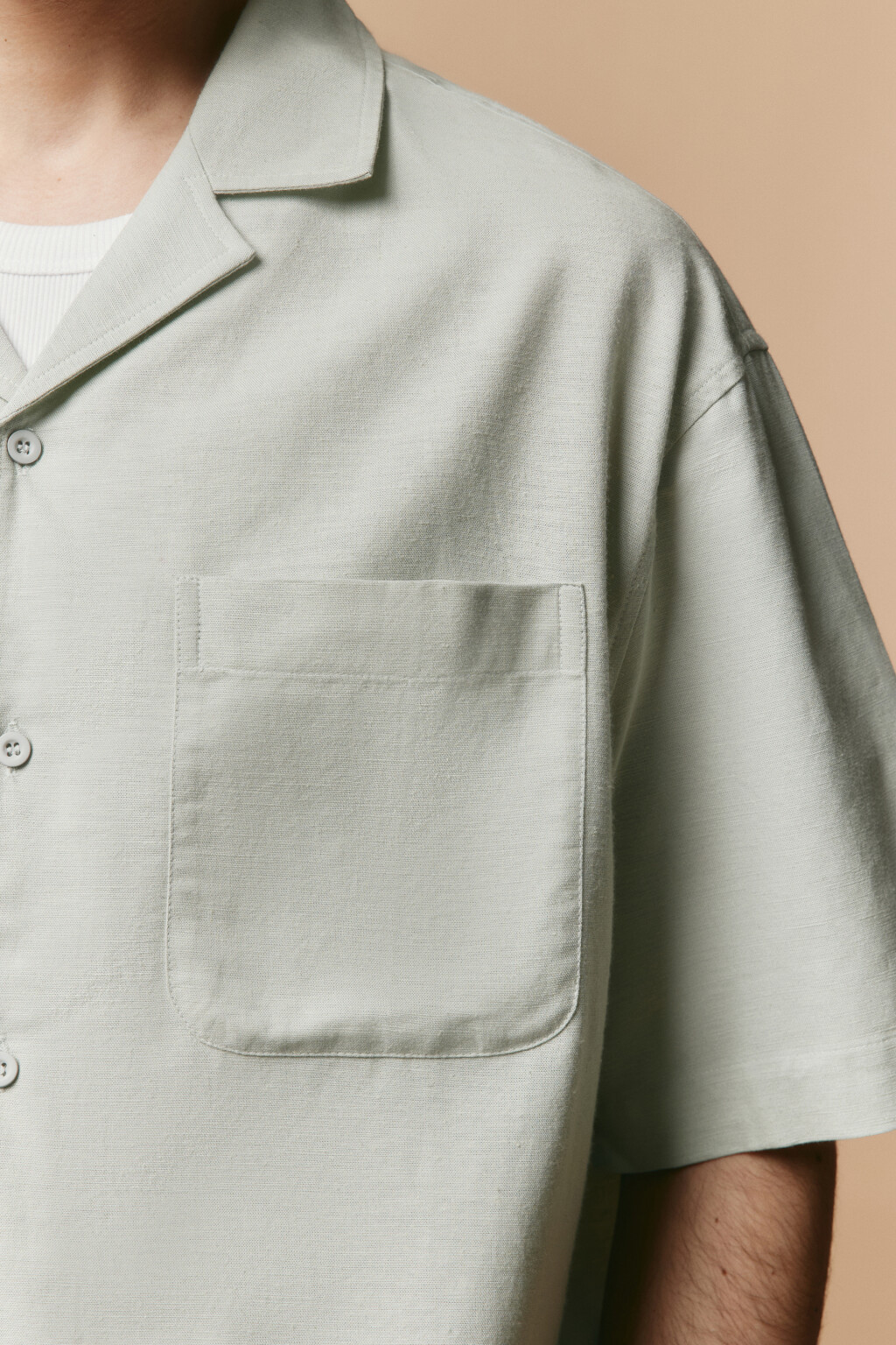 Рубашка льняная с коротким рукавом - цвет зеленый - 6