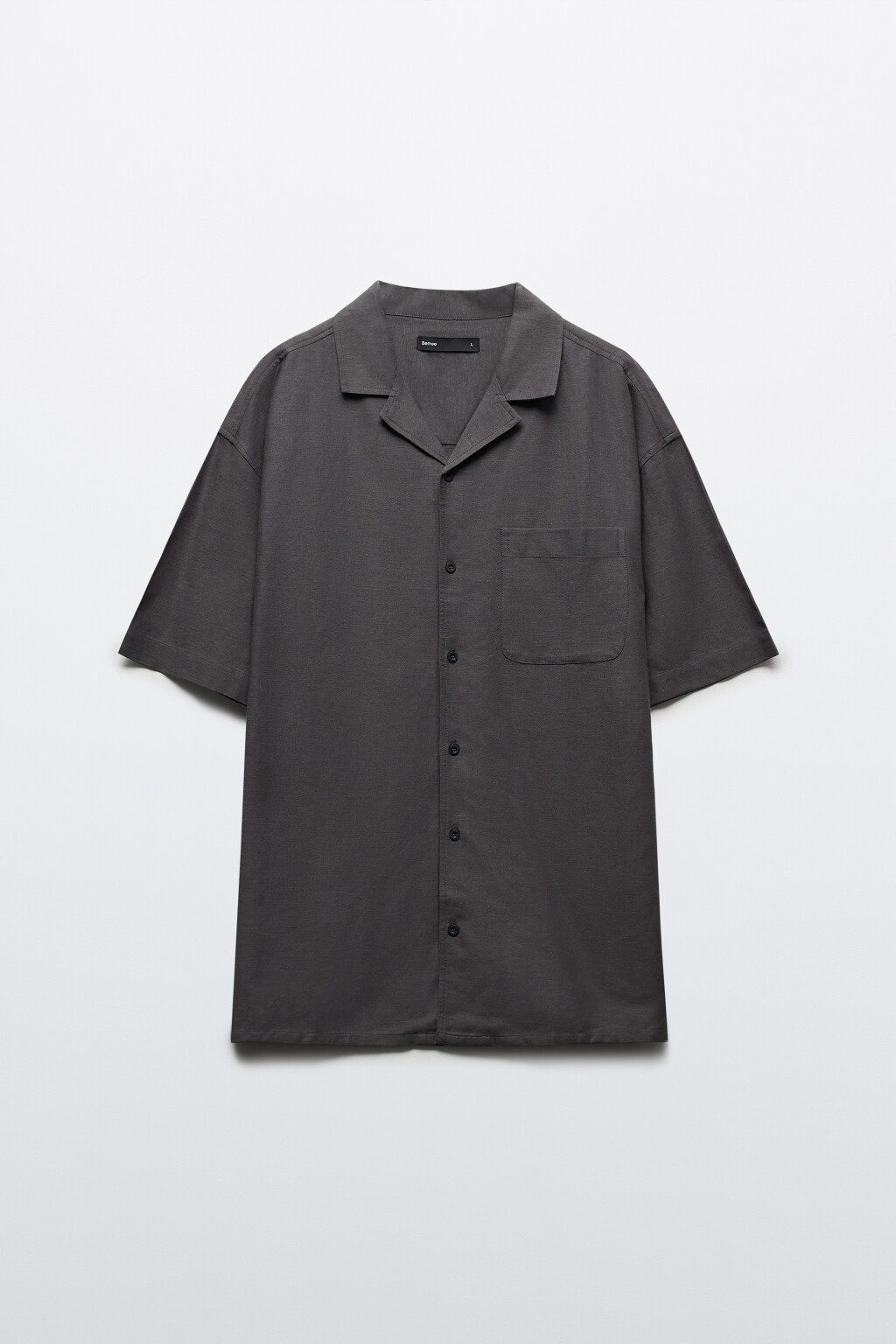 Рубашка льняная с коротким рукавом - цвет серый - 7