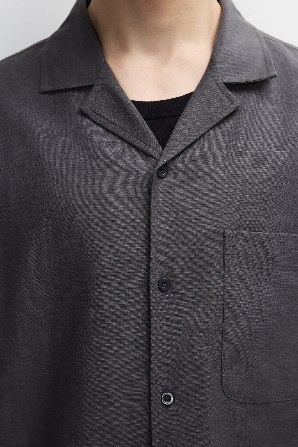 Рубашка льняная с коротким рукавом - цвет серый - 5