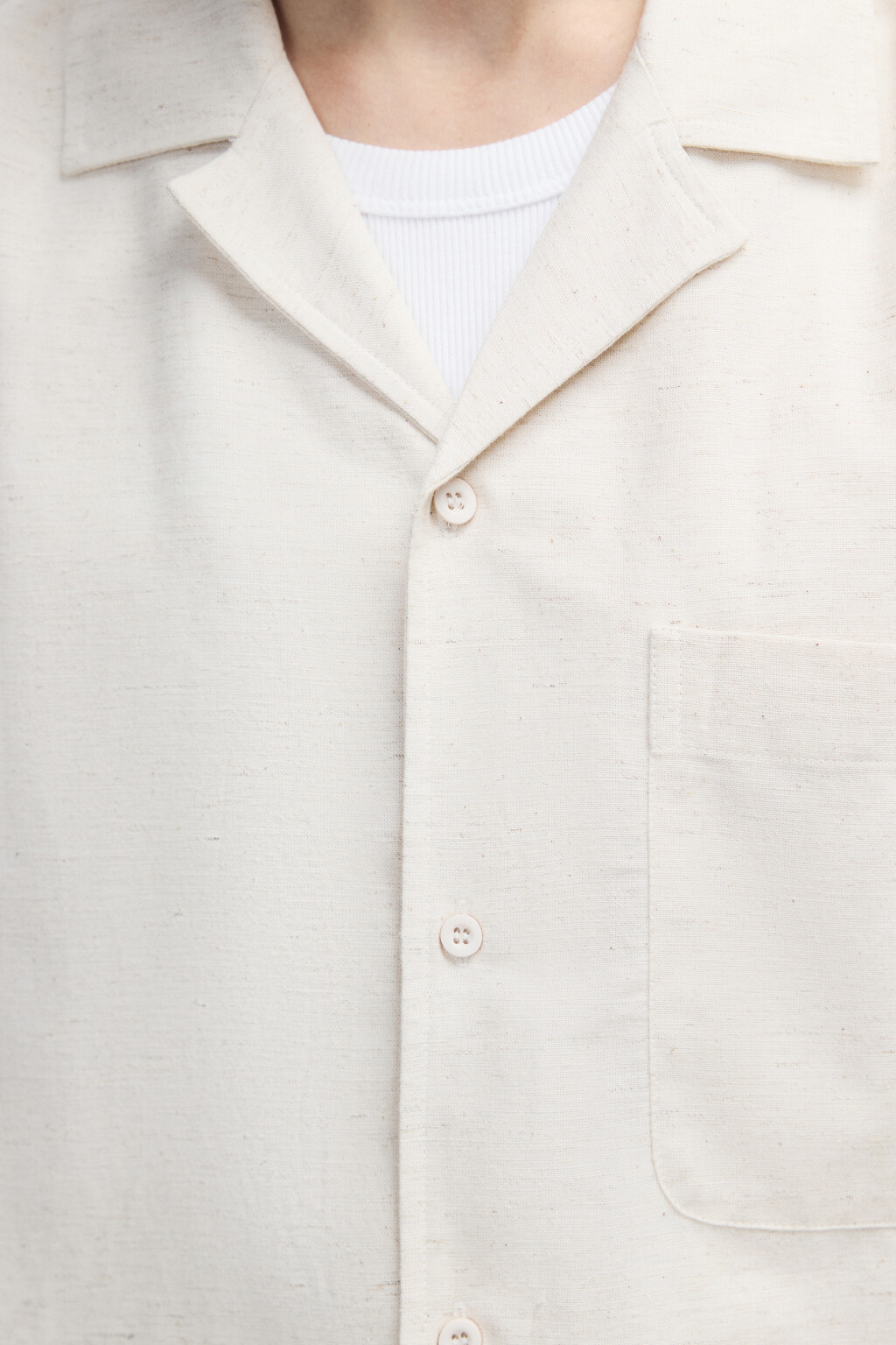 Рубашка льняная с коротким рукавом - цвет молочный - 5