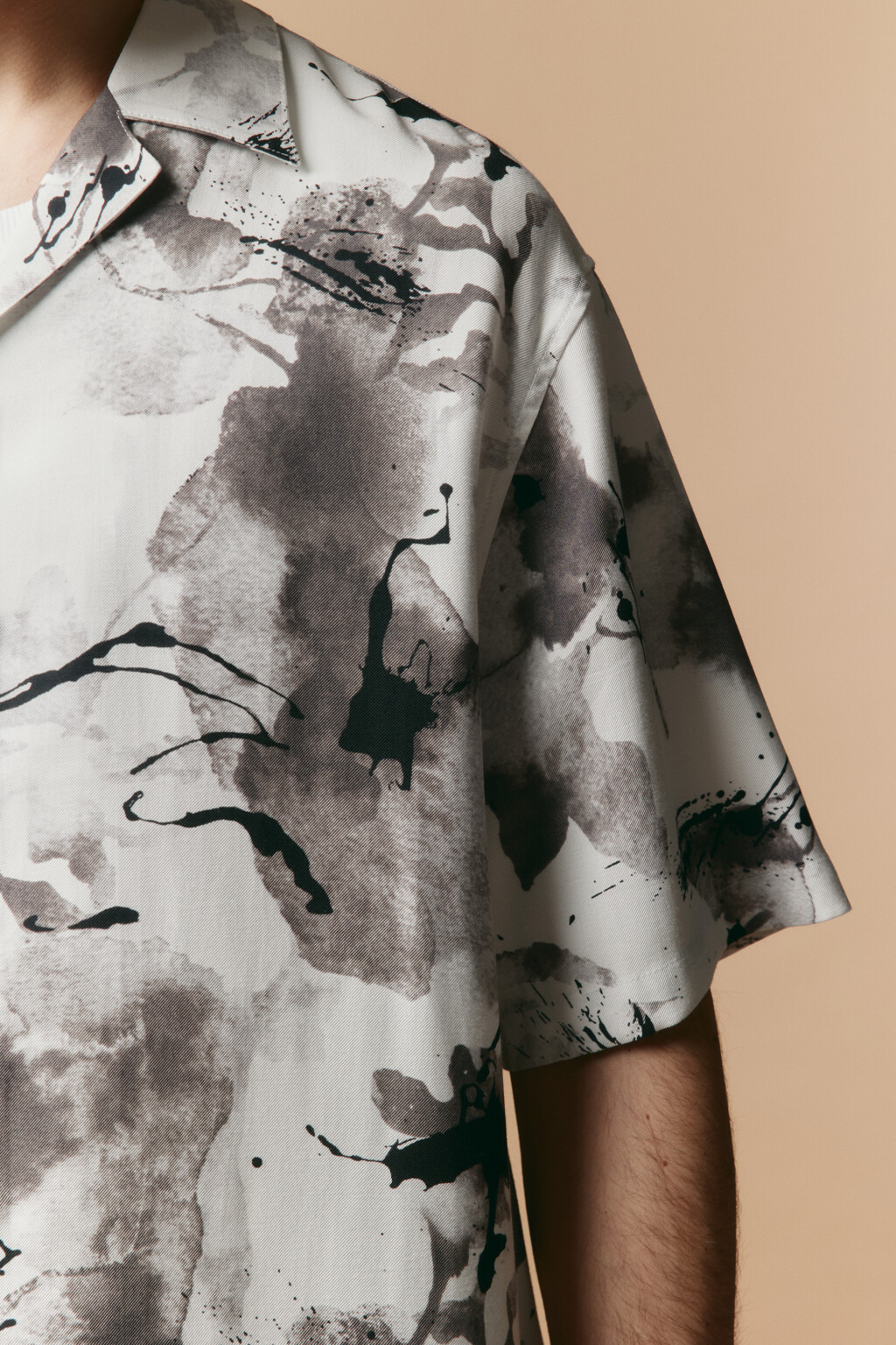 Рубашка вискозная с принтом - цвет черный - 6