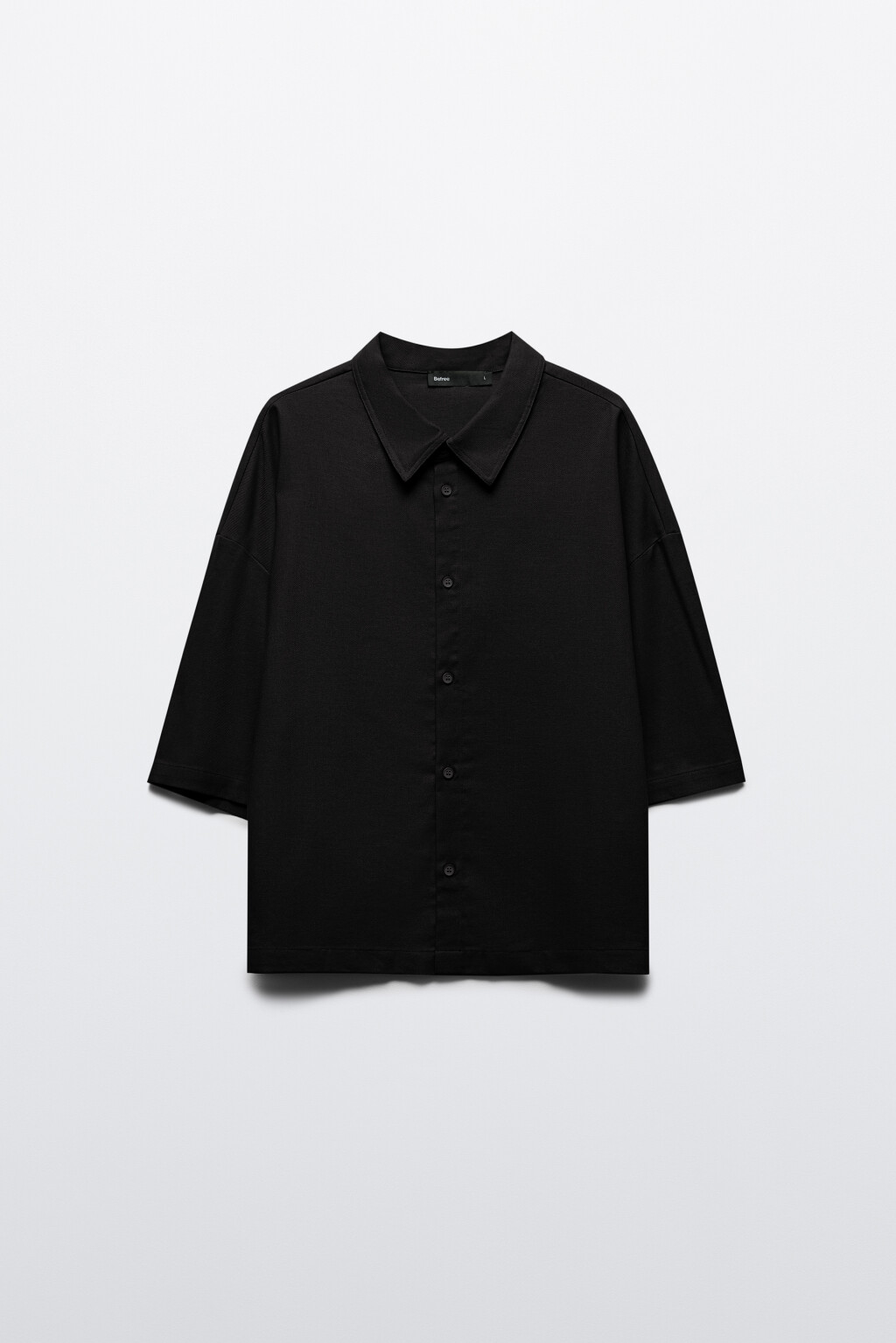 Рубашка льняная с коротким рукавом - цвет черный - 8