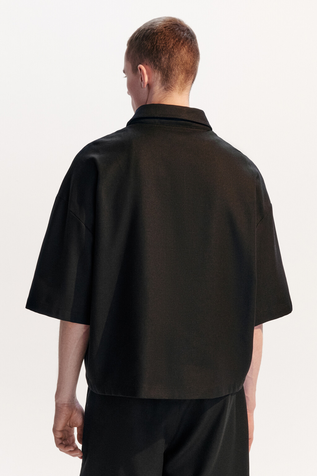 Рубашка льняная с коротким рукавом - цвет черный - 4