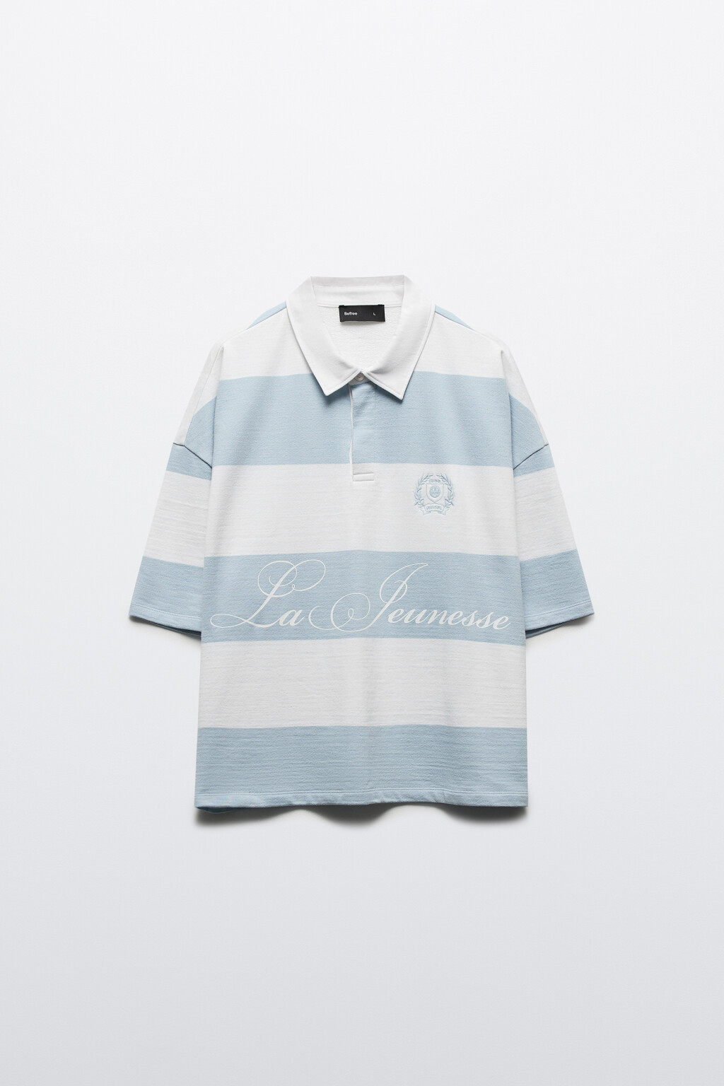 Футболка-поло в полоску с надписью - цвет синий - 8