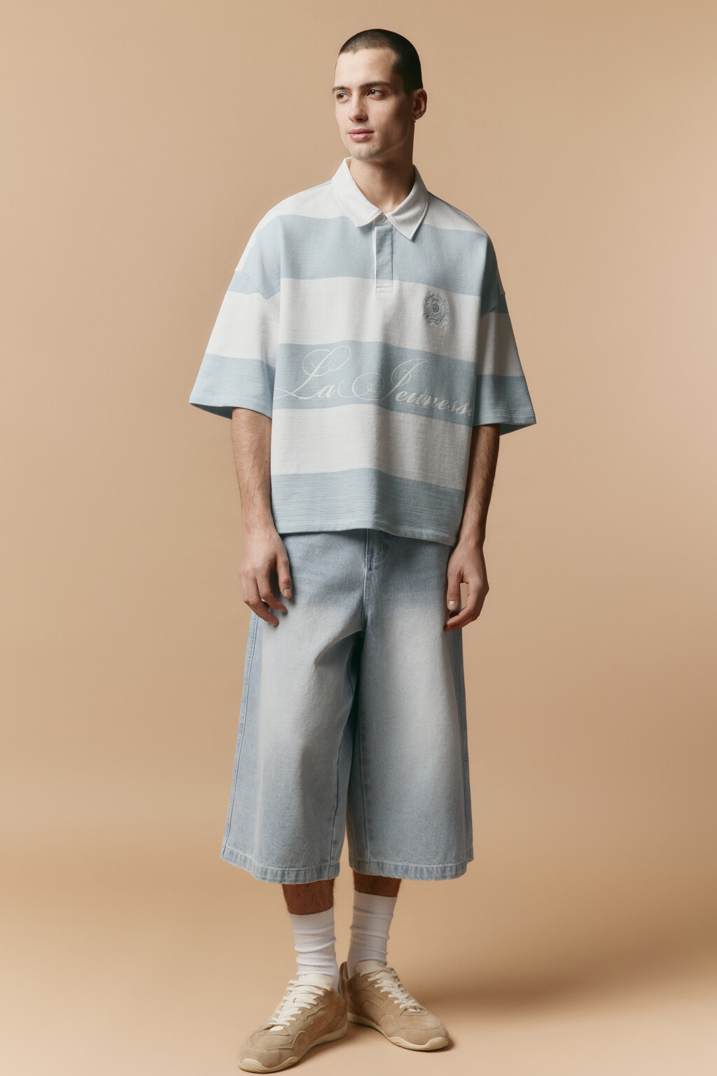 Футболка-поло в полоску с надписью - цвет синий - 5