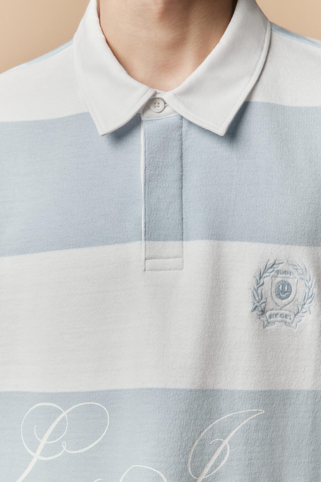 Футболка-поло в полоску с надписью - цвет синий - 6