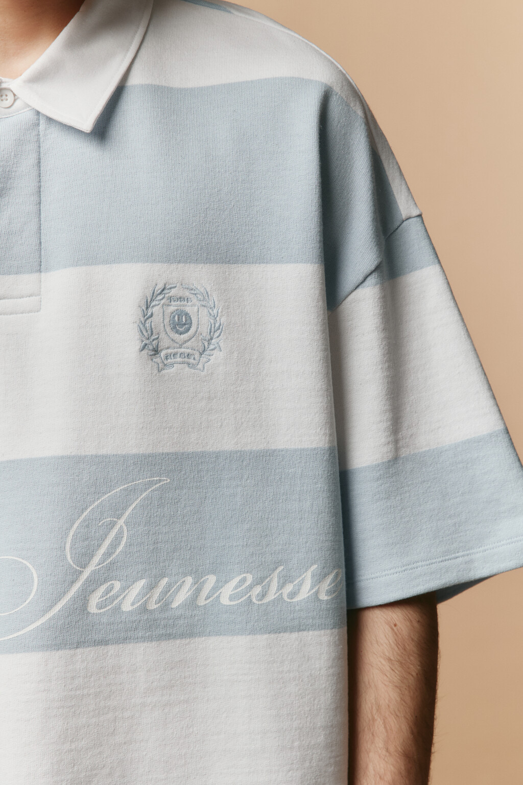 Футболка-поло в полоску с надписью - цвет синий - 7