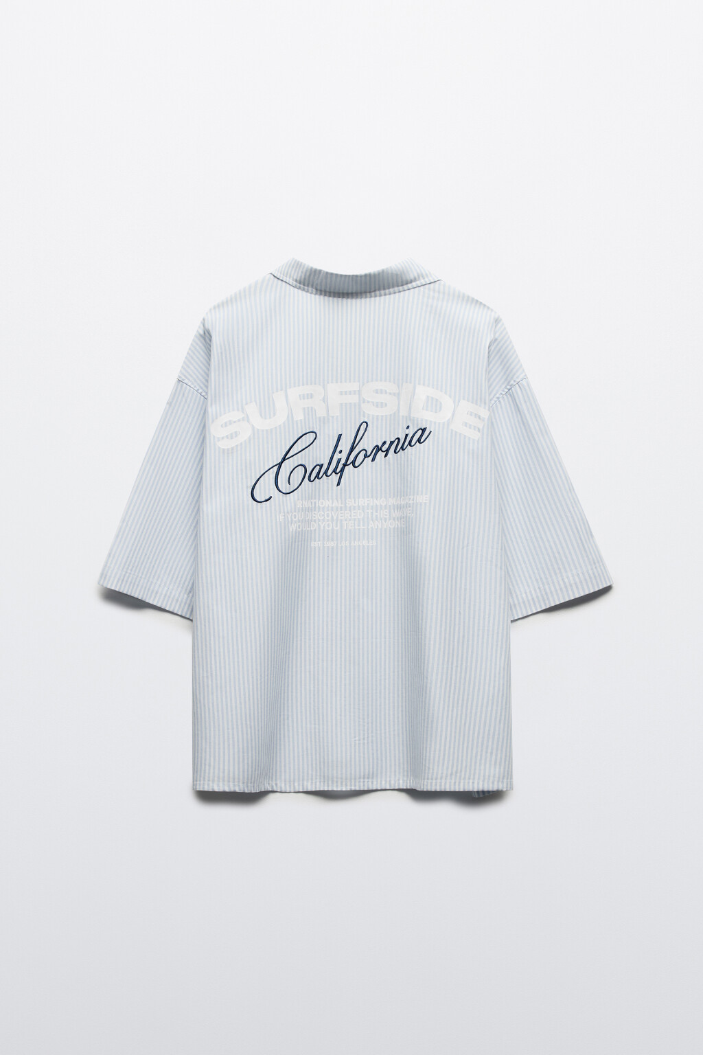 Рубашка хлопковая в полоску с вышивкой - цвет синий - 10