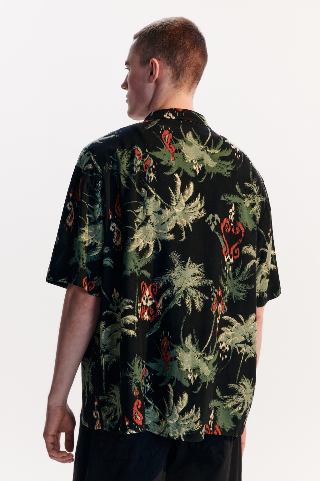 Рубашка oversize вискозная с принтом - цвет черный - 3