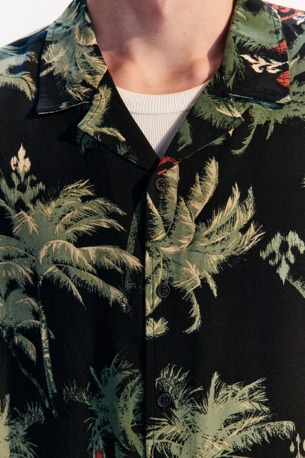 Рубашка oversize вискозная с принтом - цвет черный - 5