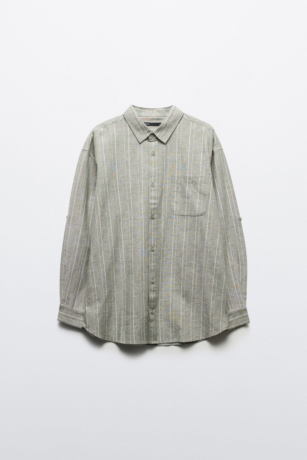 Рубашка льняная в полоску - цвет зеленый - 10