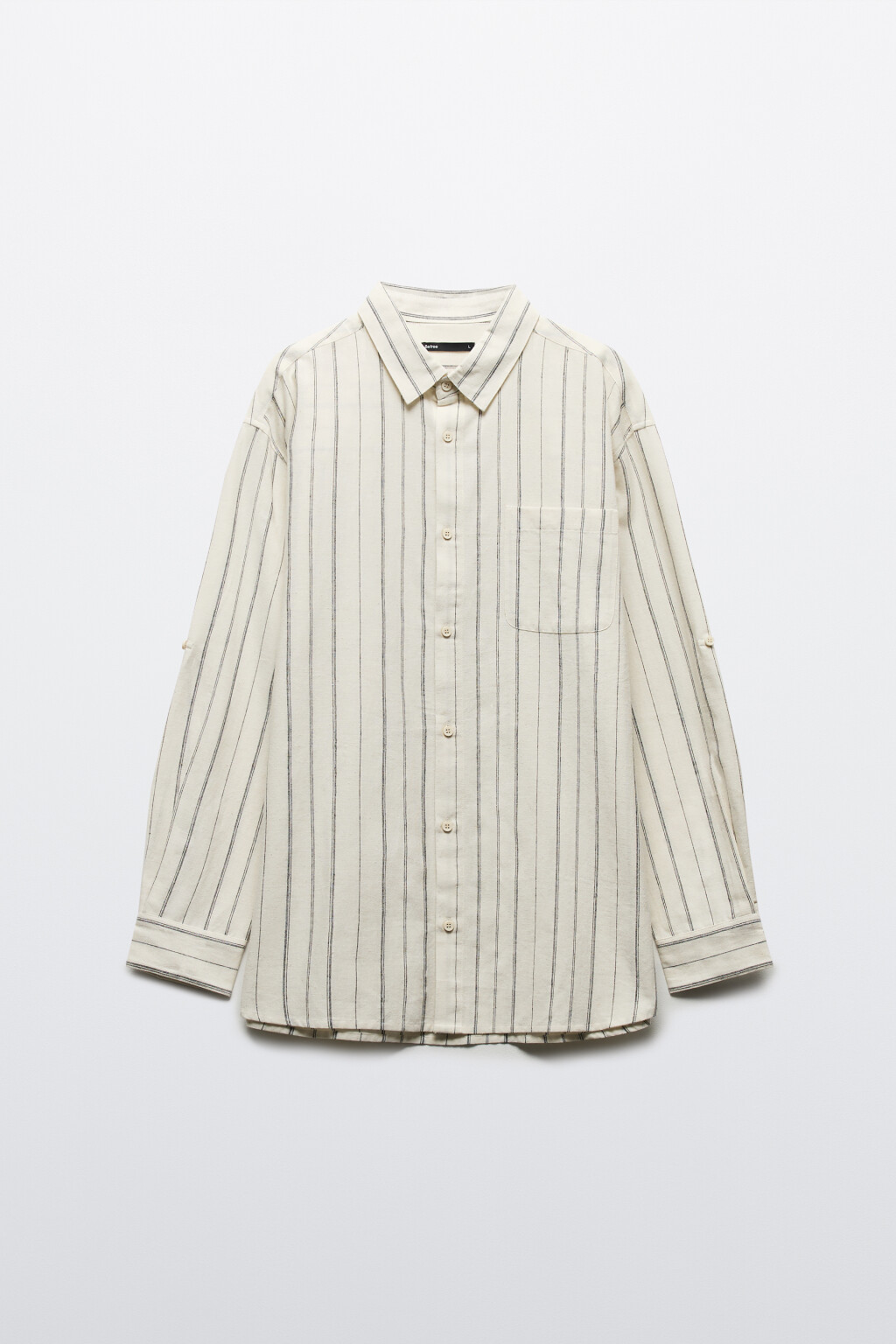 Рубашка льняная в полоску - цвет белый - 9