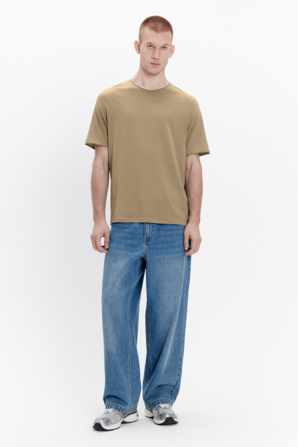 Футболка хлопковая с открытыми срезами - цвет бежевый - 3