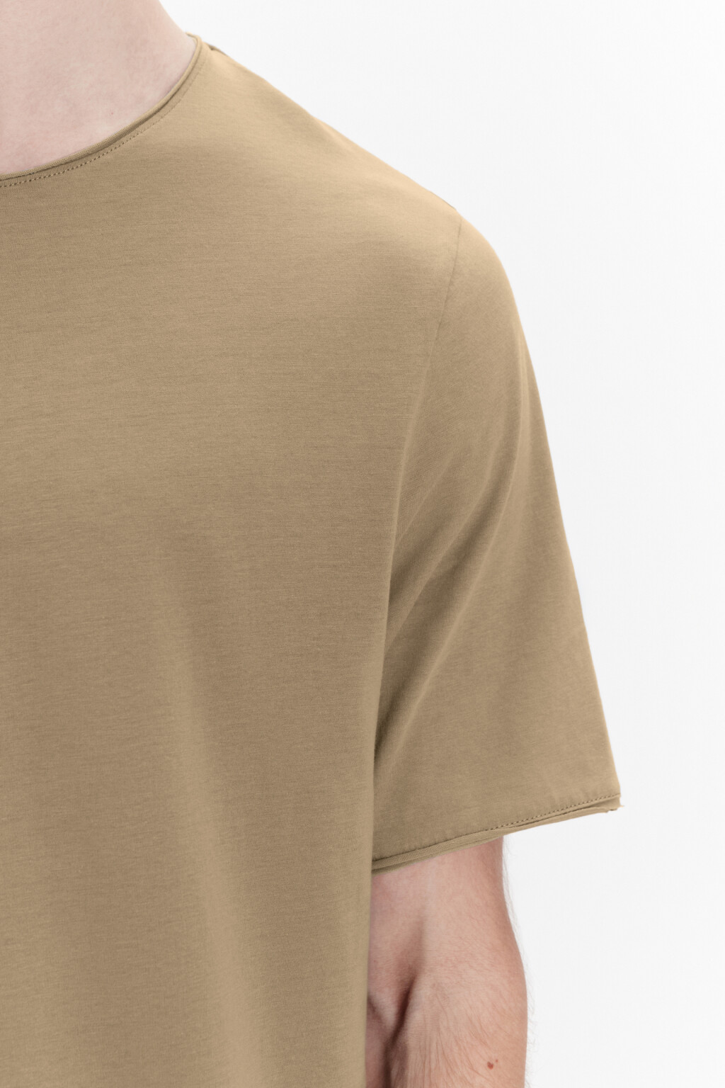 Футболка хлопковая с открытыми срезами - цвет бежевый - 4