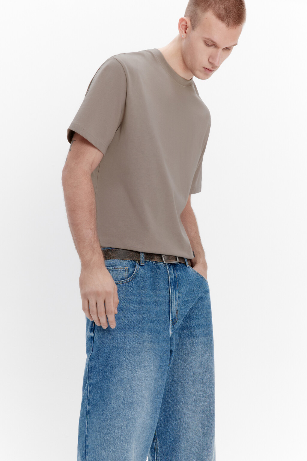 Футболка oversize базовая из хлопка - цвет бежевый - 1