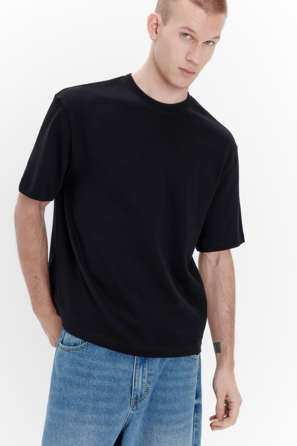 Футболка oversize базовая из хлопка - цвет черный - 1