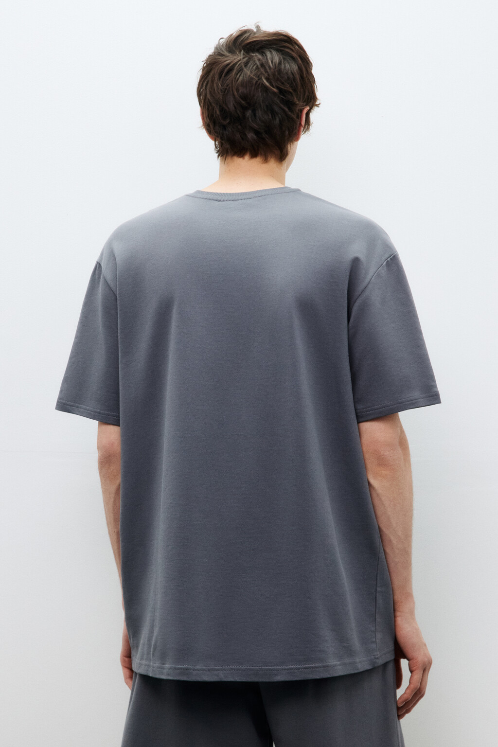 Футболка базовая из хлопкового трикотажа - цвет серый - 3